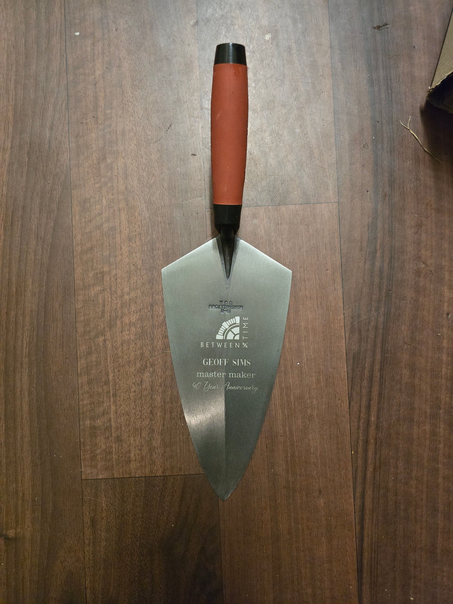 Engraved marshalltown trowel