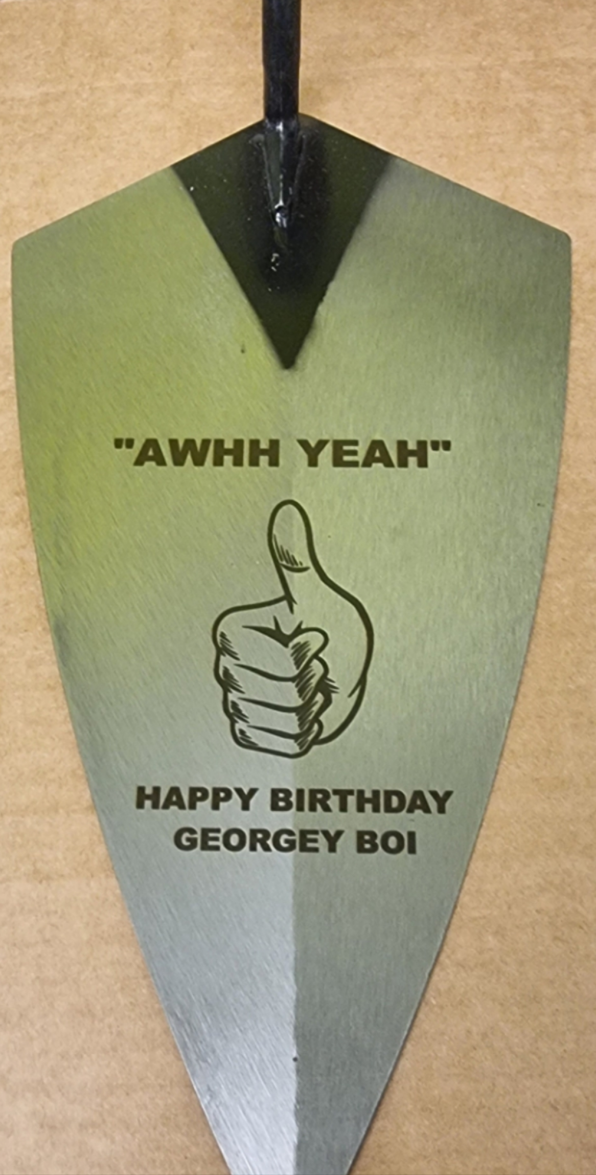 Engraved trowel